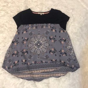 Blue Patterned Flowy Top